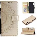 For Sony Xperia 1 II Totem Flower Embossed Horizontal Flip TPU + PU Leather Case with Holder & Card Slots & Wallet(Gold)