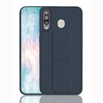 For Galaxy M30 Shockproof PC + TPU Protective Case with Wristband & Holder(Dark Blue)