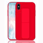 For iPhone XS Max Shockproof PC + TPU Protective Case with Wristband & Holder(Red)