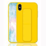 For iPhone XS Max Shockproof PC + TPU Protective Case with Wristband & Holder(Yellow)