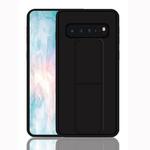For Galaxy S10+ Shockproof PC + TPU Protective Case with Wristband & Holder(Black)
