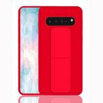 For Galaxy S10+ Shockproof PC + TPU Protective Case with Wristband & Holder(Red)