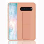 For Galaxy S10+ Shockproof PC + TPU Protective Case with Wristband & Holder(Rose Gold)