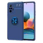 For Xiaomi Redmi Note 10 Pro Metal Ring Holder 360 Degree Rotating TPU Case(Blue+Blue)