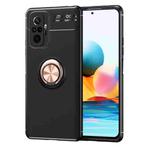 For Xiaomi Redmi Note 10 Pro Metal Ring Holder 360 Degree Rotating TPU Case(Black+Rose Gold)