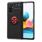 For Xiaomi Redmi Note 10 Pro Metal Ring Holder 360 Degree Rotating TPU Case(Black+Red)