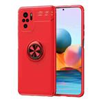 For Xiaomi Redmi Note 10 Metal Ring Holder 360 Degree Rotating TPU Case(Red+Red)
