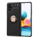 For Xiaomi Redmi Note 10 Metal Ring Holder 360 Degree Rotating TPU Case(Black+Rose Gold)