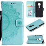 For Motorola Moto G7 Totem Flower Embossed Horizontal Flip TPU + PU Leather Case with Holder & Card Slots & Wallet(Green)