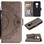 For Motorola Moto G7 Totem Flower Embossed Horizontal Flip TPU + PU Leather Case with Holder & Card Slots & Wallet(Grey)