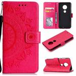 For Motorola Moto G7 Totem Flower Embossed Horizontal Flip TPU + PU Leather Case with Holder & Card Slots & Wallet(Red)