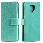 For Motorola Moto G9 Play Totem Flower Embossed Horizontal Flip TPU + PU Leather Case with Holder & Card Slots & Wallet(Green)