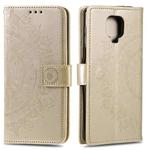 For Motorola Moto G9 Play Totem Flower Embossed Horizontal Flip TPU + PU Leather Case with Holder & Card Slots & Wallet(Gold)
