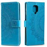 For Motorola Moto G9 Play Totem Flower Embossed Horizontal Flip TPU + PU Leather Case with Holder & Card Slots & Wallet(Blue)