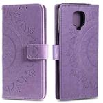 For Motorola Moto G9 Play Totem Flower Embossed Horizontal Flip TPU + PU Leather Case with Holder & Card Slots & Wallet(Purple)