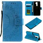For Xiaomi Redmi 9 Totem Flower Embossed Horizontal Flip TPU + PU Leather Case with Holder & Card Slots & Wallet(Blue)