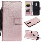 For Xiaomi Redmi K20 / K20 Pro Totem Flower Embossed Horizontal Flip TPU + PU Leather Case with Holder & Card Slots & Wallet(Rose Gold)
