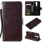 For Xiaomi Redmi Note 8 Pro Totem Flower Embossed Horizontal Flip TPU + PU Leather Case with Holder & Card Slots & Wallet(Brown)