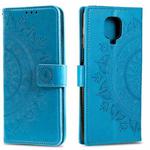 For Xiaomi Redmi Note 9 Pro Totem Flower Embossed Horizontal Flip TPU + PU Leather Case with Holder & Card Slots & Wallet(Blue)