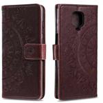 For Xiaomi Redmi Note 9 Pro Totem Flower Embossed Horizontal Flip TPU + PU Leather Case with Holder & Card Slots & Wallet(Brown)