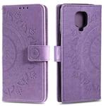 For Xiaomi Redmi Note 9 Pro Totem Flower Embossed Horizontal Flip TPU + PU Leather Case with Holder & Card Slots & Wallet(Purple)
