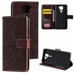 For Xiaomi Redmi Note 9 Totem Flower Embossed Horizontal Flip TPU + PU Leather Case with Holder & Card Slots & Wallet(Brown)