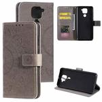 For Xiaomi Redmi Note 9 Totem Flower Embossed Horizontal Flip TPU + PU Leather Case with Holder & Card Slots & Wallet(Grey)