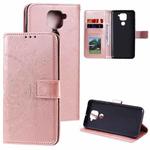 For Xiaomi Redmi Note 9 Totem Flower Embossed Horizontal Flip TPU + PU Leather Case with Holder & Card Slots & Wallet(Rose Gold)
