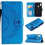 For Xiaomi Redmi Note 7 Totem Flower Embossed Horizontal Flip TPU + PU Leather Case with Holder & Card Slots & Wallet(Blue)