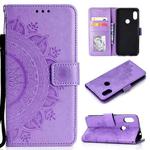For Xiaomi Redmi Note 7 Totem Flower Embossed Horizontal Flip TPU + PU Leather Case with Holder & Card Slots & Wallet(Purple)