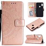 For Xiaomi Redmi Note 7 Totem Flower Embossed Horizontal Flip TPU + PU Leather Case with Holder & Card Slots & Wallet(Rose Gold)