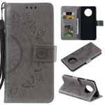 For Xiaomi Redmi Note 9T Totem Flower Embossed Horizontal Flip TPU + PU Leather Case with Holder & Card Slots & Wallet(Grey)