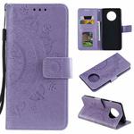 For Xiaomi Redmi Note 9T Totem Flower Embossed Horizontal Flip TPU + PU Leather Case with Holder & Card Slots & Wallet(Purple)