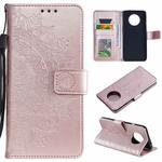 For Xiaomi Redmi Note 9T Totem Flower Embossed Horizontal Flip TPU + PU Leather Case with Holder & Card Slots & Wallet(Rose Gold)