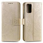 For Xiaomi Mi 10 Lite 5G Totem Flower Embossed Horizontal Flip TPU + PU Leather Case with Holder & Card Slots & Wallet(Gold)