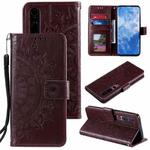 For Xiaomi Mi 10 5G Totem Flower Embossed Horizontal Flip TPU + PU Leather Case with Holder & Card Slots & Wallet(Brown)