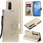 For Xiaomi Mi 10 5G Totem Flower Embossed Horizontal Flip TPU + PU Leather Case with Holder & Card Slots & Wallet(Gold)