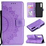 For Xiaomi Mi 9 SE Totem Flower Embossed Horizontal Flip TPU + PU Leather Case with Holder & Card Slots & Wallet(Purple)
