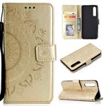 For Xiaomi Mi 9 SE Totem Flower Embossed Horizontal Flip TPU + PU Leather Case with Holder & Card Slots & Wallet(Gold)