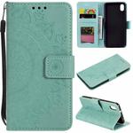 For Xiaomi Redmi 7A Totem Flower Embossed Horizontal Flip TPU + PU Leather Case with Holder & Card Slots & Wallet(Green)