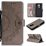 For Nokia 7 Plus Totem Flower Embossed Horizontal Flip TPU + PU Leather Case with Holder & Card Slots & Wallet(Gray)