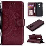 For Nokia 7 Plus Totem Flower Embossed Horizontal Flip TPU + PU Leather Case with Holder & Card Slots & Wallet(Brown)