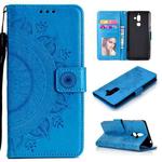For Nokia 7 Plus Totem Flower Embossed Horizontal Flip TPU + PU Leather Case with Holder & Card Slots & Wallet(Blue)