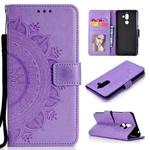 For Nokia 7 Plus Totem Flower Embossed Horizontal Flip TPU + PU Leather Case with Holder & Card Slots & Wallet(Purple)