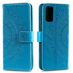 For vivo V17 / V19 Totem Flower Embossed Horizontal Flip TPU + PU Leather Case with Holder & Card Slots & Wallet(Blue)