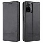 For Xiaomi Redmi Note 10 Pro AZNS Magnetic Calf Texture Horizontal Flip Leather Case with Card Slots & Holder & Wallet(Black)