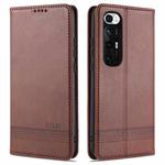 For Xiaomi Mi 10S AZNS Magnetic Calf Texture Horizontal Flip Leather Case with Card Slots & Holder & Wallet(Dark Brown)