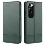 For Xiaomi Mi 10S AZNS Magnetic Calf Texture Horizontal Flip Leather Case with Card Slots & Holder & Wallet(Dark Green)