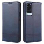 For vivo X60 Pro AZNS Magnetic Calf Texture Horizontal Flip Leather Case with Card Slots & Holder & Wallet(Dark Blue)
