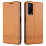 For vivo Y72 5G AZNS Magnetic Calf Texture Horizontal Flip Leather Case with Card Slots & Holder & Wallet(Light Brown)